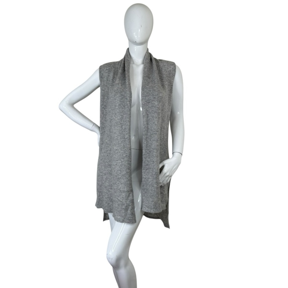 InCashmere Cashmere grey Sleeveless Open Vest sweater cardigan layering piece L - Picture 13 of 17